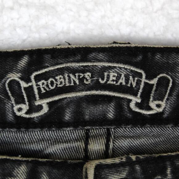 Robins Jean Long Flap Mens 36 Black Gray Studded Biker Y2K D5851 BRNSNAKE - Picture 5 of 12